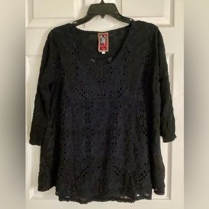 Johnny Was Embroidered Eyelet Christina Blouse XS